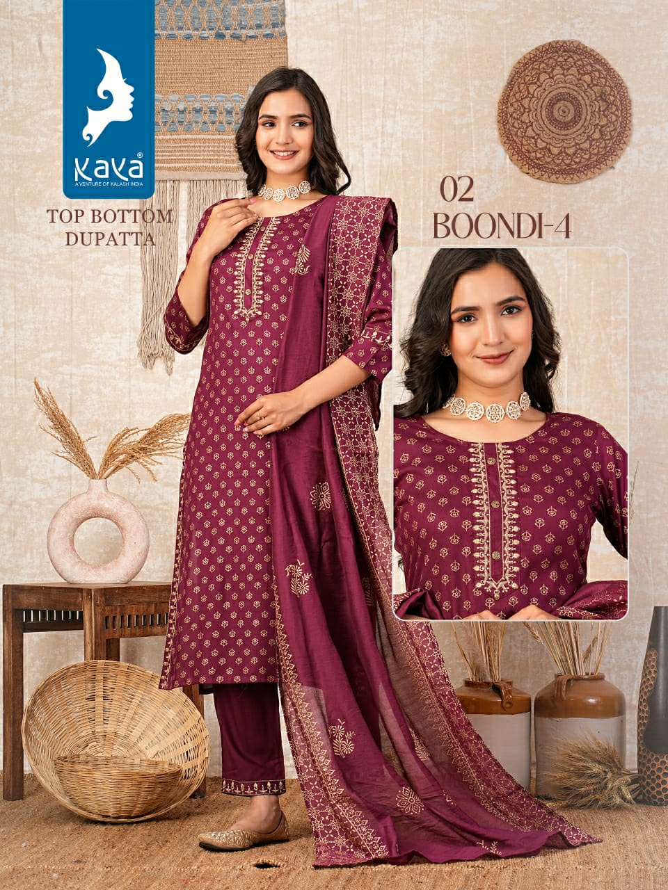 Boondi 4 By Kaya Straight Cut Rayon Printed Kurti With Bottom Dupatta Wholesalers In Delhi
